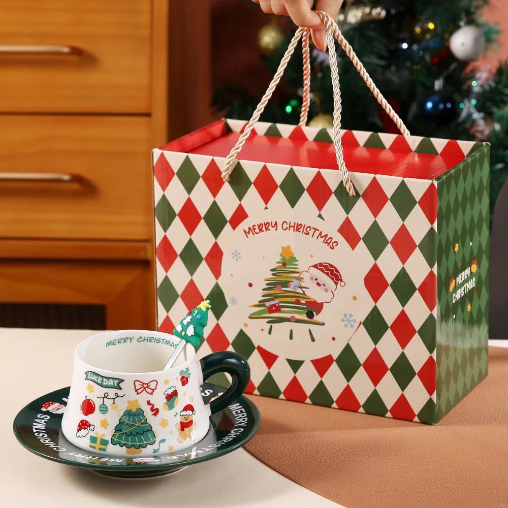 Christmas Gifts Holiday Ceramic Mugs Sets Coffee Cups Milk Cup Themed