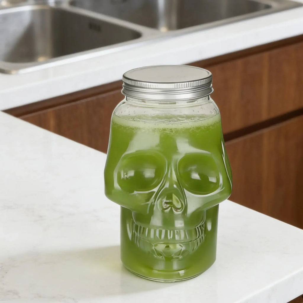 Skull Jars Reusable Spooky Decor Lid Salt Container Home Bathroom