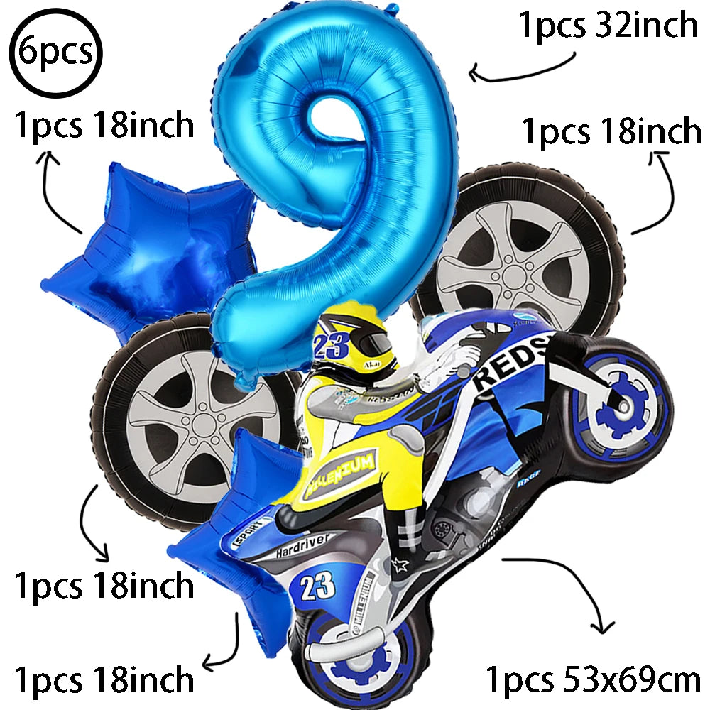 Large Motorcycle Foil Balloons Racing Car Balloon Boy Birthday Party Zpaxo 6pcs set9 Other