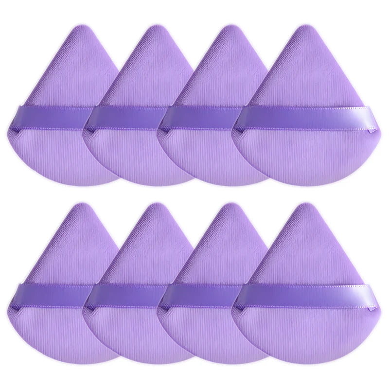 8Pcs Triangle Velvet Cosmetic Puff Make Up Sponges Wet Dry Use for Face Eye Contouring Shadow Cosmetic Foundation Makeup Tool Zpaxo 8PCS Purple