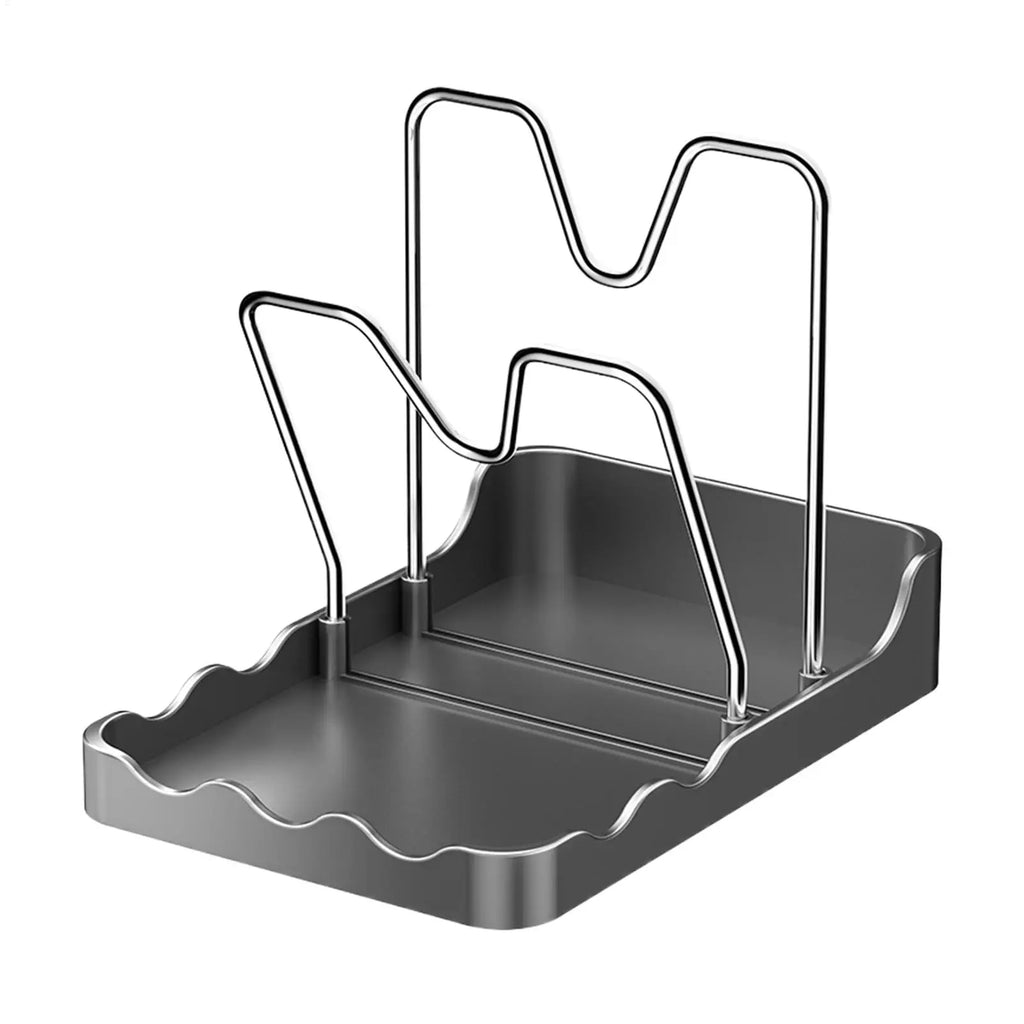 Double Layer Pan Lid Organizer Rack with Drip Tray Pot Lid Organizer Zpaxo