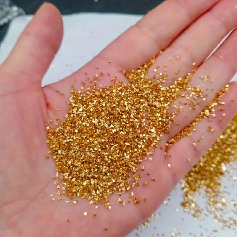 50g Fake Gold Stone Flakes Metallic Glass Glitter Sprinkles Resin Inclusions Embellishment for Resin Art Jewelry Making Supplies Zpaxo