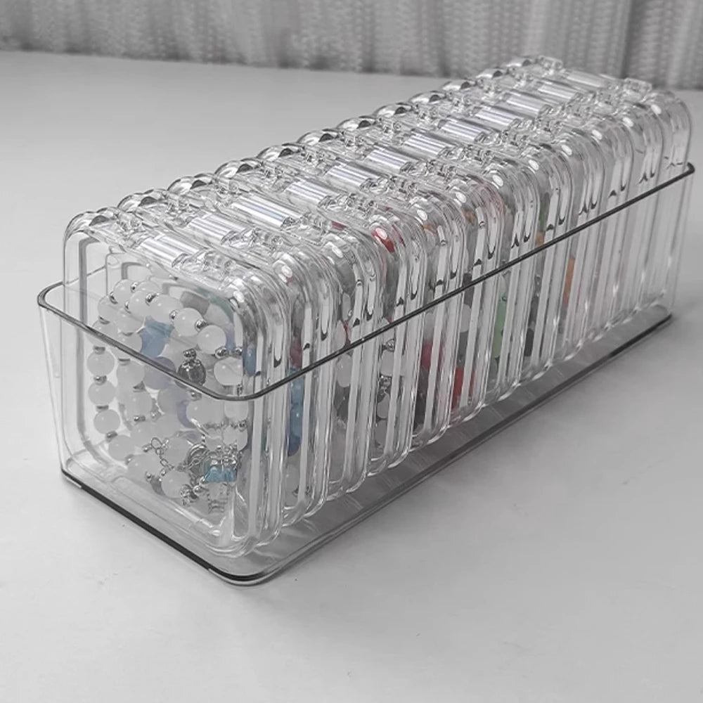 Clear Jewelry Storage Box Plastic Bracelet Necklace Earring Jewelry Organizer Box Rectangular Container with Portable Small Case Zpaxo