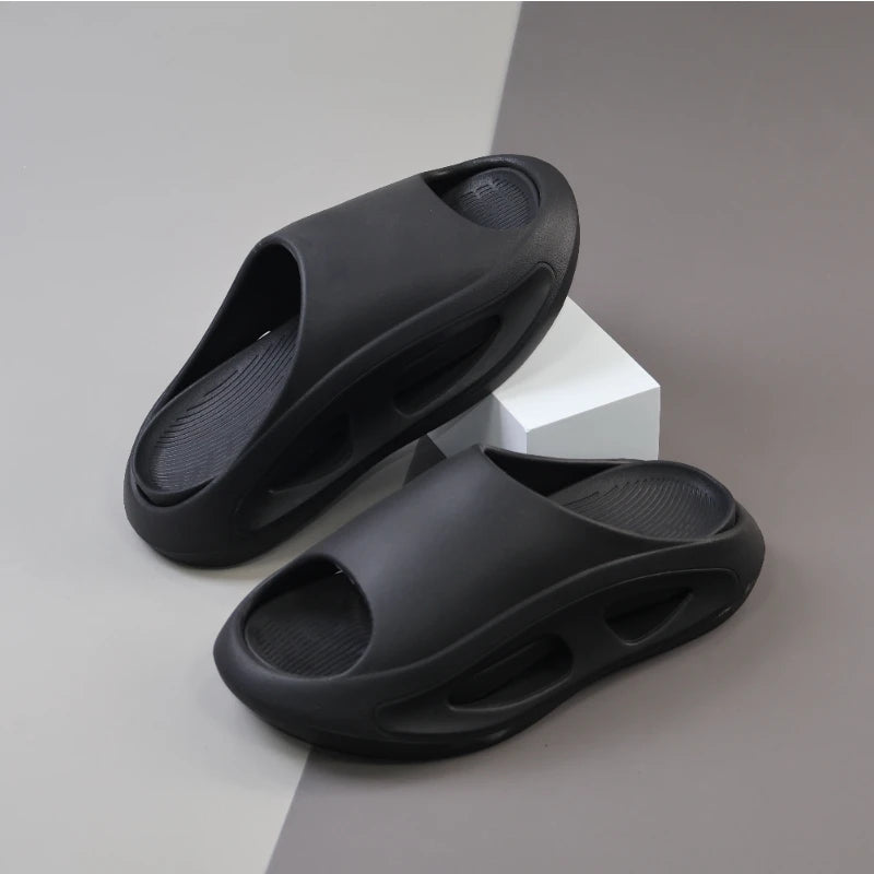 Outdoor Sports Slippers Thick Bottom Casual Beach Anti-slip Deodorant Zpaxo All Black 44-45