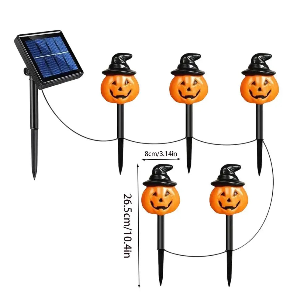 Halloween Solar Stake Lights Outdoor 5 Pumpkin Garden Decorations