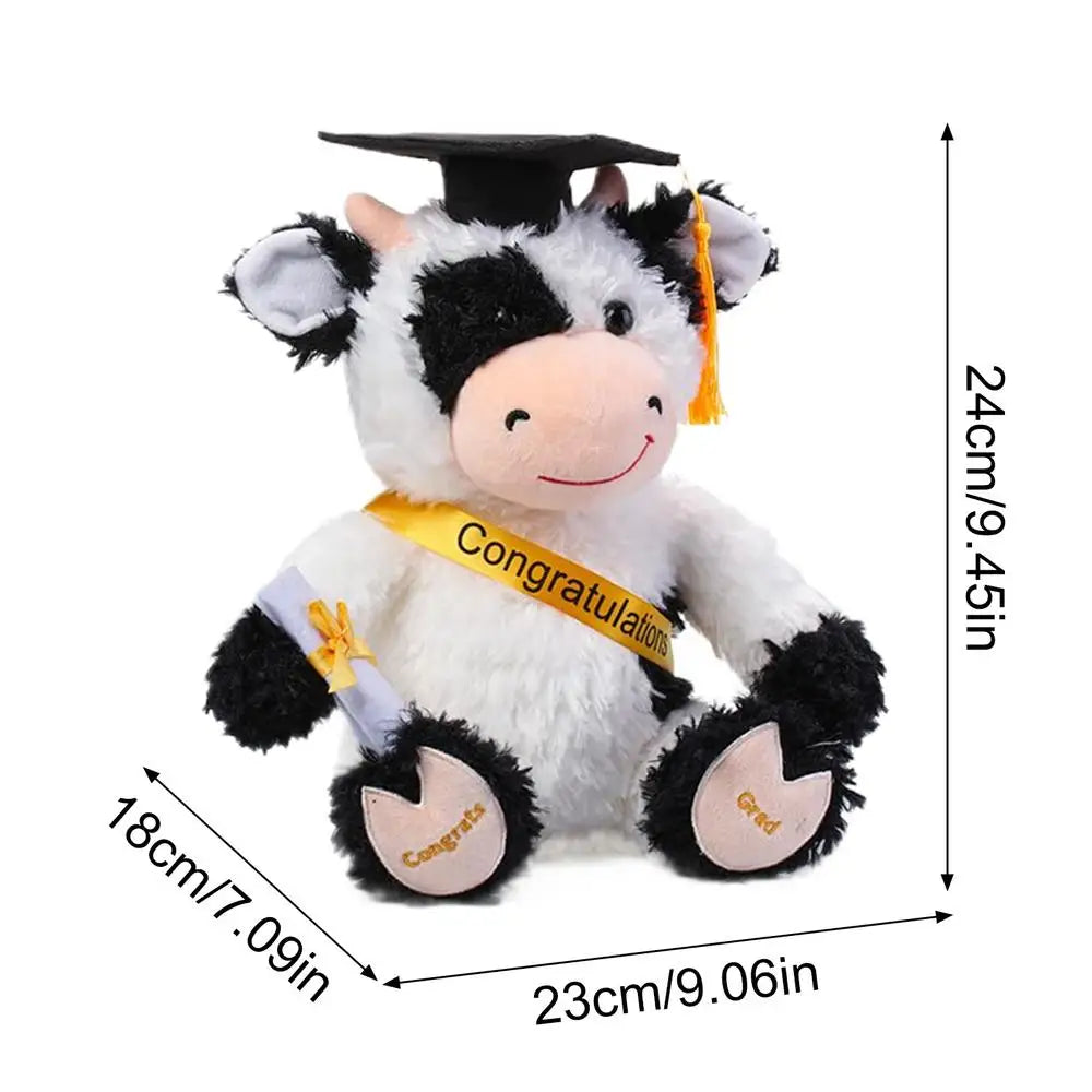 Cow Stuffed Animal 9 Inch Cute Soft Collectible Decor With Hat Graduation Plush For School Preschool Grade College High School Zpaxo White China Mainland