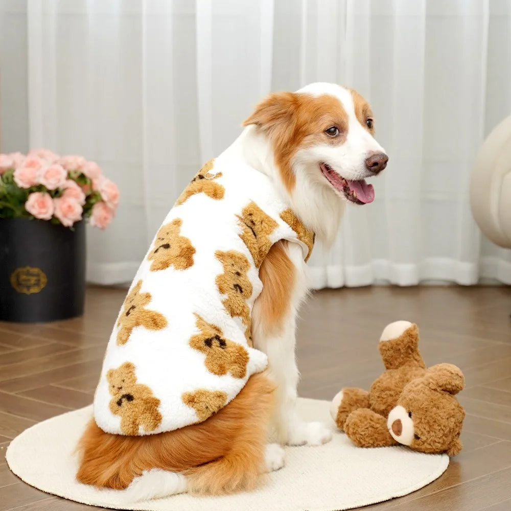 Winter Fleece Dog Vest – Bear Pattern | Sizes 3XL–9XL Dog Winter Vest Zpaxo