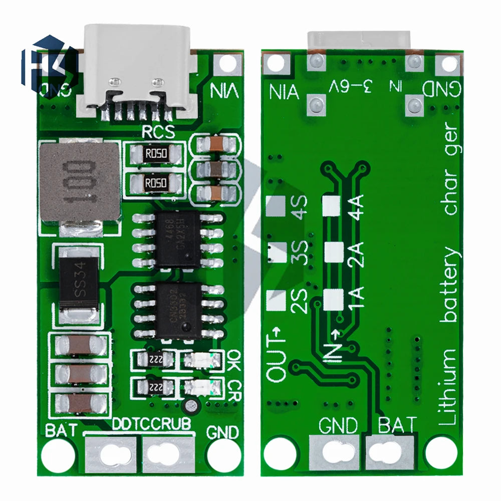 2S/3S/4S 1a 2a 4a LiPo/Li-Ion Boost Charger Module (Type-C Input) – 8.4V/12.6V/16.8V Output for 18650 batteryy Zpaxo
