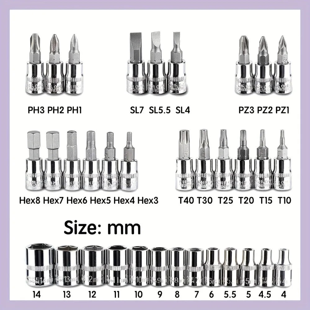 46Pc Auto Maintenance Vehicle-mounted Socket Repair Set Family Tools Factory Sale Auto Repair Combination Ratchet Wrench Toolbox Zpaxo