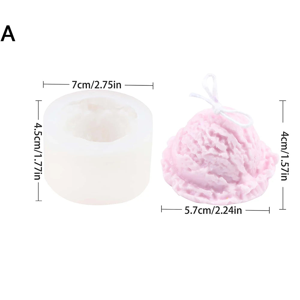 Ice Cream Silicone Candle Mold DIY Aromatherapy Soap Plaster Wax Making Ice Cream Cone Fondant Dessert Cake Baking Mold Zpaxo J2505079-A