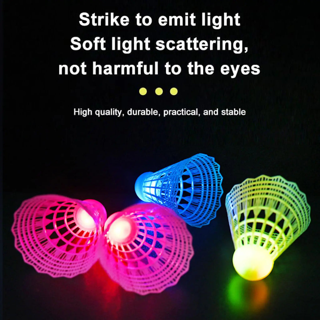 3Pcs LED Badminton Ball Glowing Light Up Plastic Badminton Shuttlecocks Colorful Lighting Balls Sports Training In/Outdoor Game Zpaxo