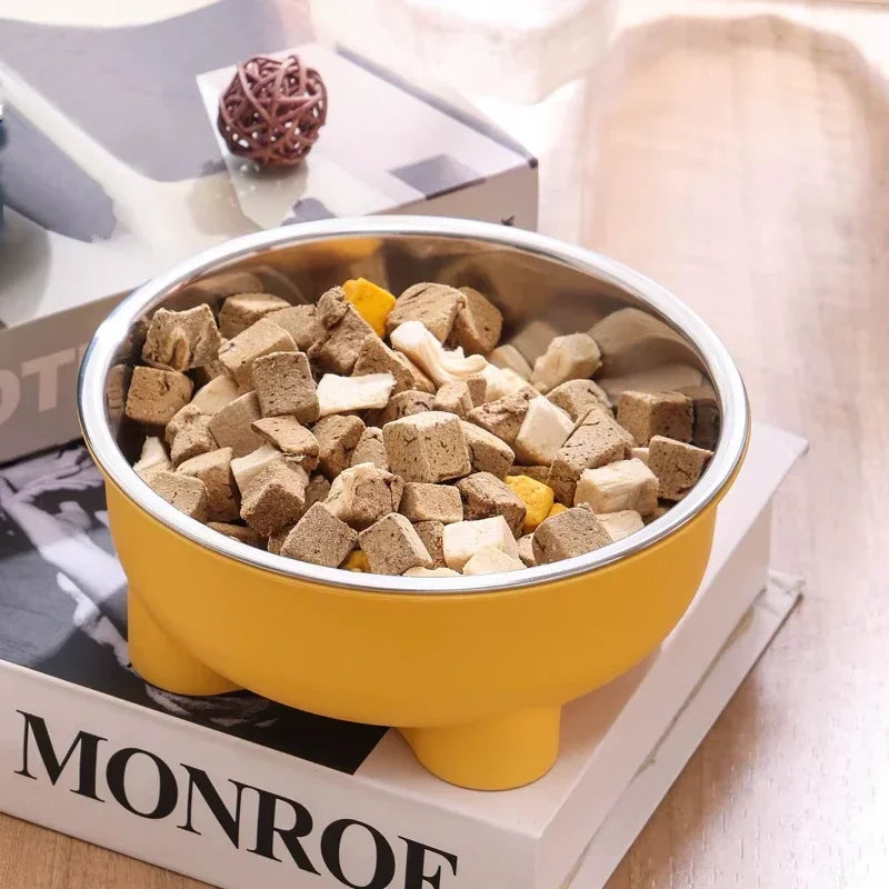A Stainless Steel Pet Dog Bowl Anti Slip Four-Legged Solid Color Dog Bowl and Cat Bowl Easy To Clean for Indoor and Outdoor Use Zpaxo