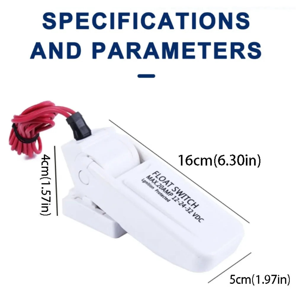 DC 12V Water Pump Switch Submersible Automatic Float Switch Water Level Controller Electric Automatic Electric Pump Bilge Pump Zpaxo White