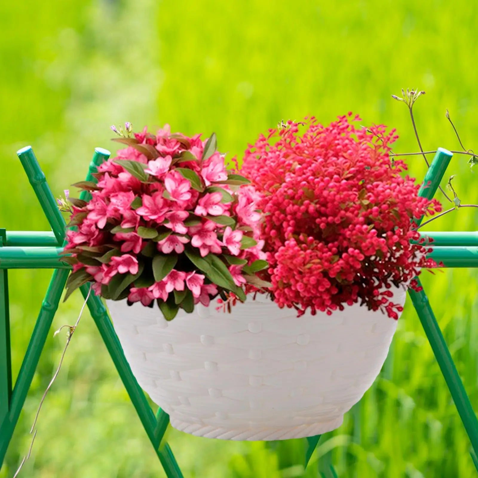 Self Watering Flowerpot with Drainage Mesh Outdoor Hanging Flowerpot Balcony Planters for Interior and Exterior Plant Decor Zpaxo