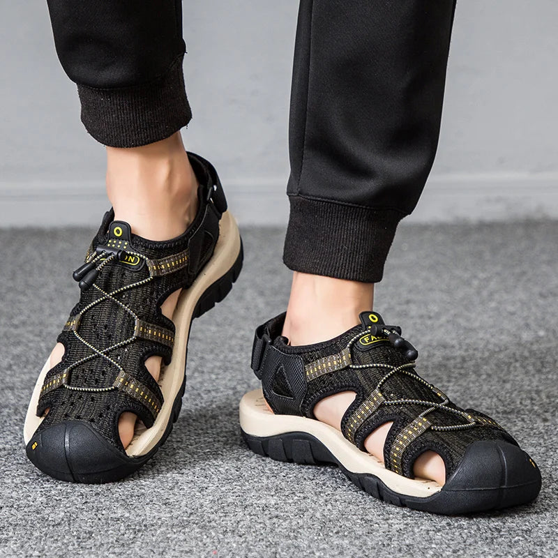 Summer Men Sandals Leather Mens Casual Shoes Outdoor Beach Roman Zpaxo