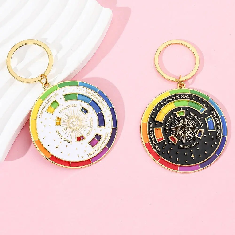 Color Wheel Spinning Color Compass Keychain Palette Rotatable Spinning Compass Metal Pendant Creative Metal Zpaxo
