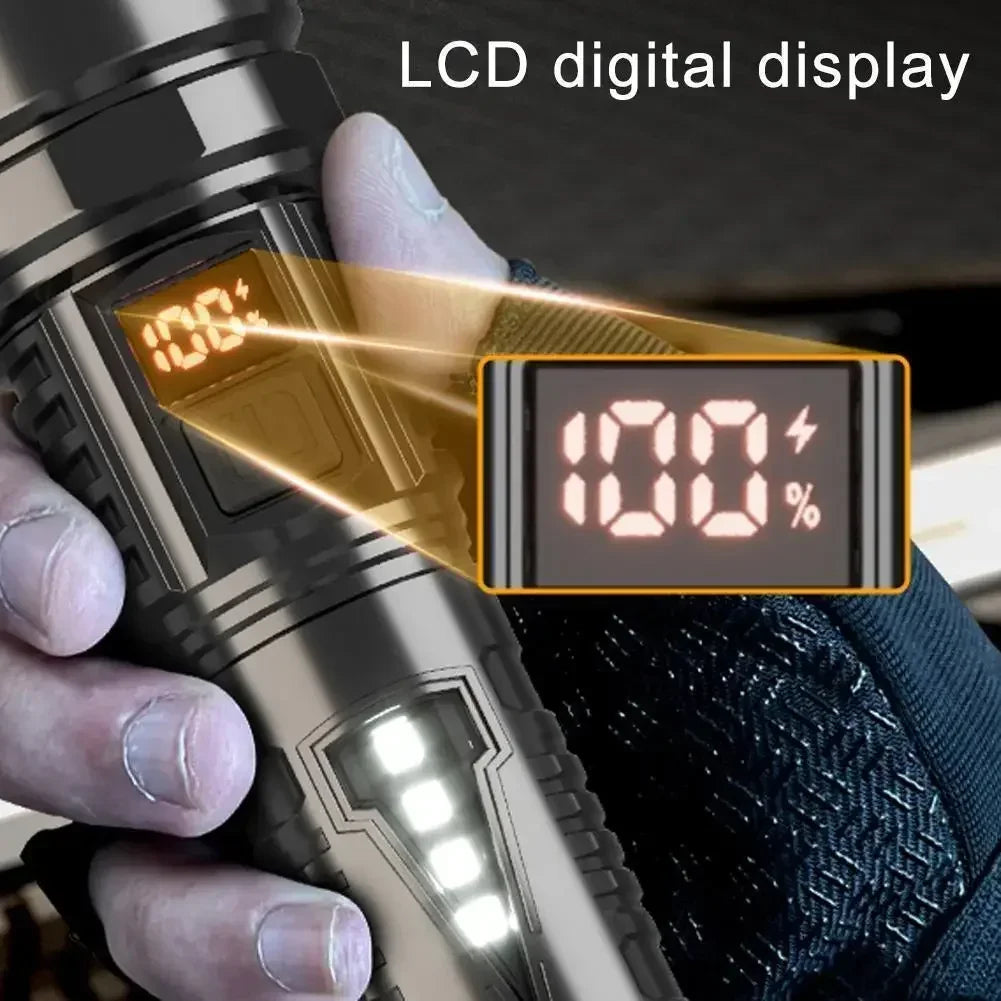 800LM LED Tactical Flashlight – USB Rechargeable, Zoomable Torch