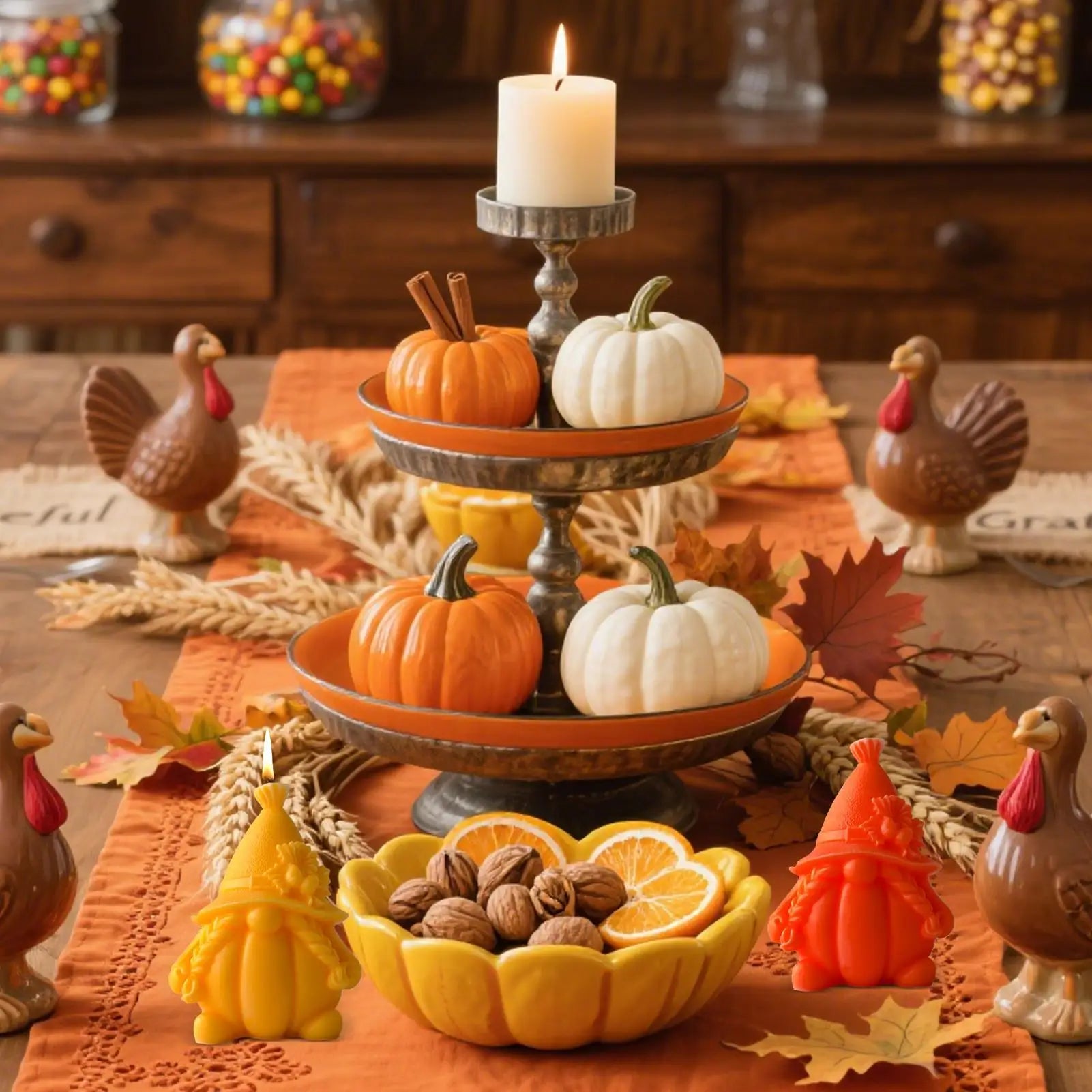 Halloween Molds 3D Pumpkin Mold Autumn Reusable Gnome Crafts