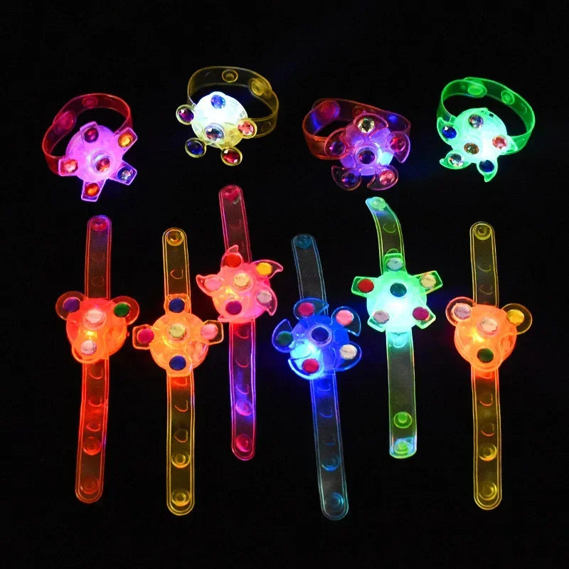 12Pcs LED Luminous Spinner Bracelets Kids Birthday Party Favors Pinata Goodie Bag Filler Luminous Party Supplies Christmas Gifts Zpaxo