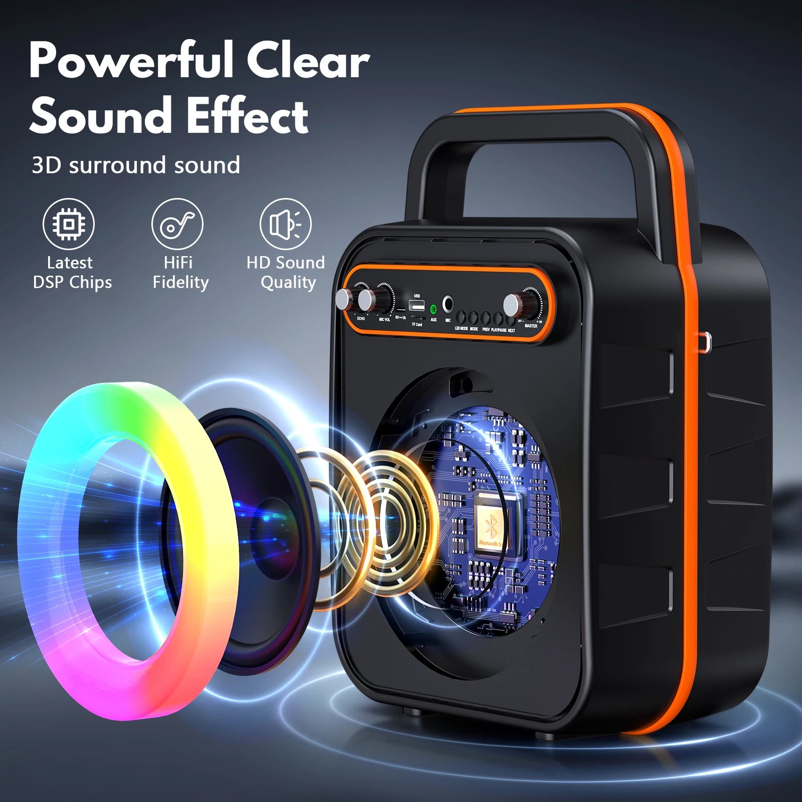 Karaoke Machine Adults Kids Portable Bluetooth Speaker Microphones PA