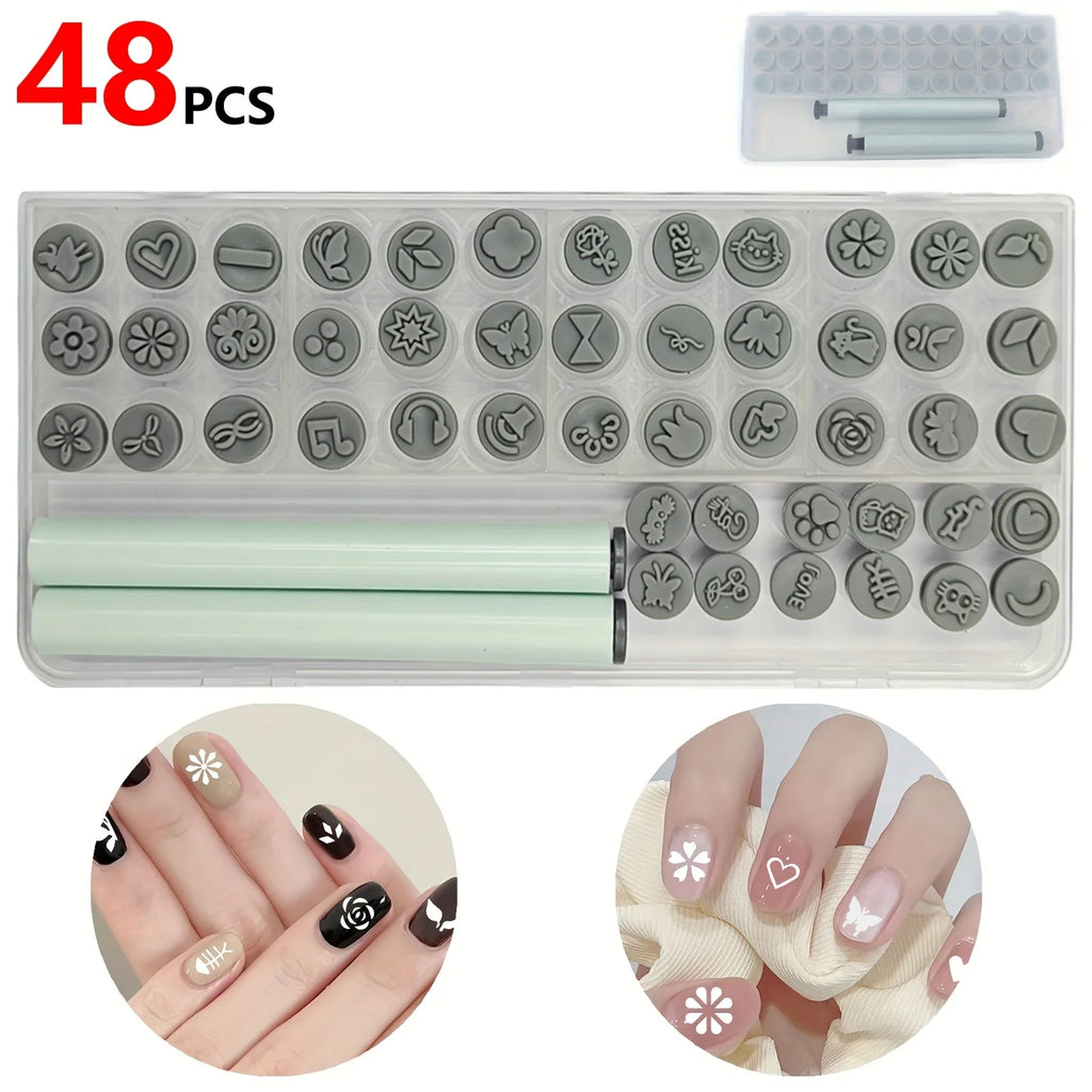 48PCS Nail Art Stamp Pen Set, Nail Graffiti Nail Art Dotting Tools with Simple Design, Nail Stamp Pen Nail Art Tools Zpaxo 48PCS