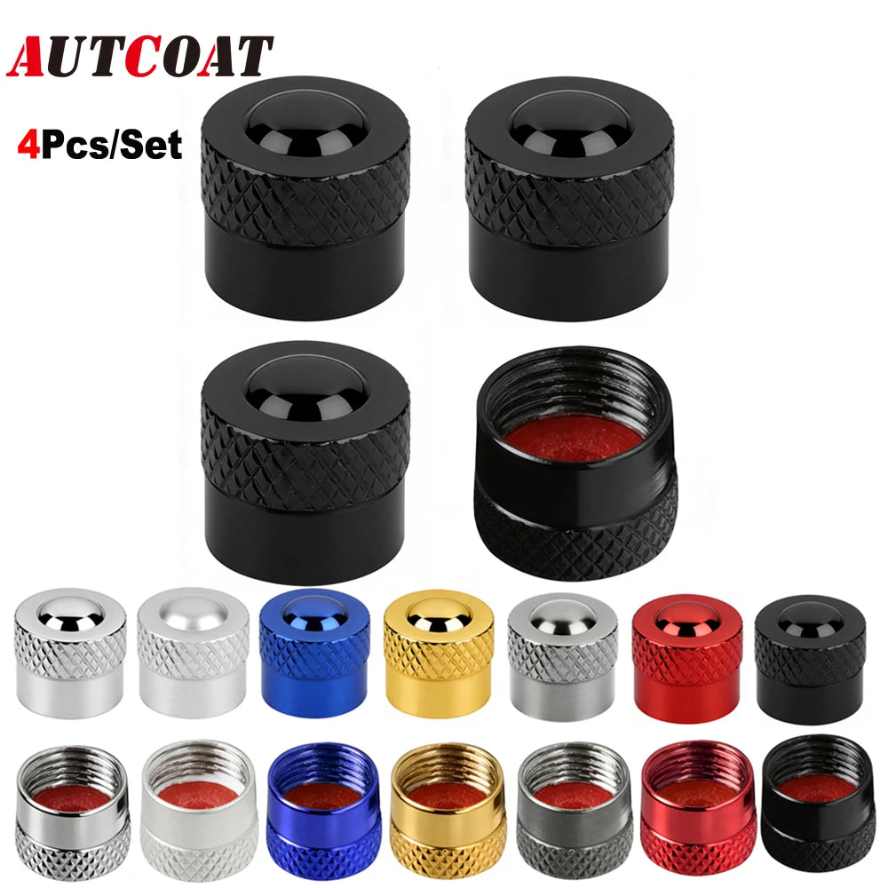 4-Pack Aluminum Tire Valve Stem Caps – Universal with O-Ring