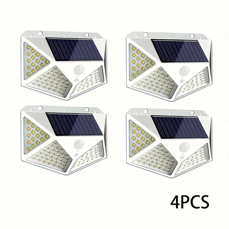 100 LED Solar Wall Light PIR Motion Sensor Outdoor IP44 Lamp