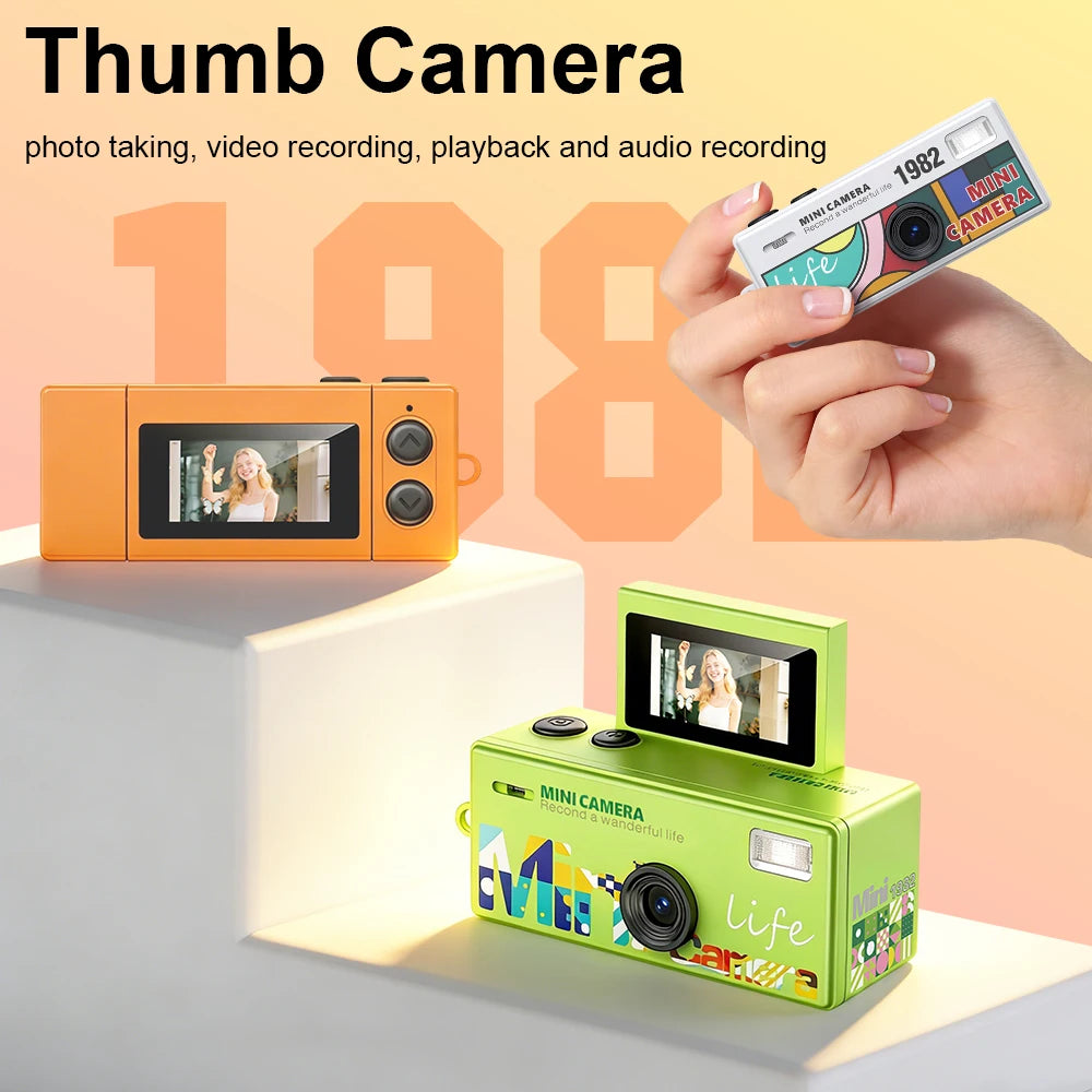 Thumb Keychain Camera 0.96inch Flip Screen Mini Digital Camera Retro Portable Selfie Camera Video Recorder Verysmall Camcorder Zpaxo