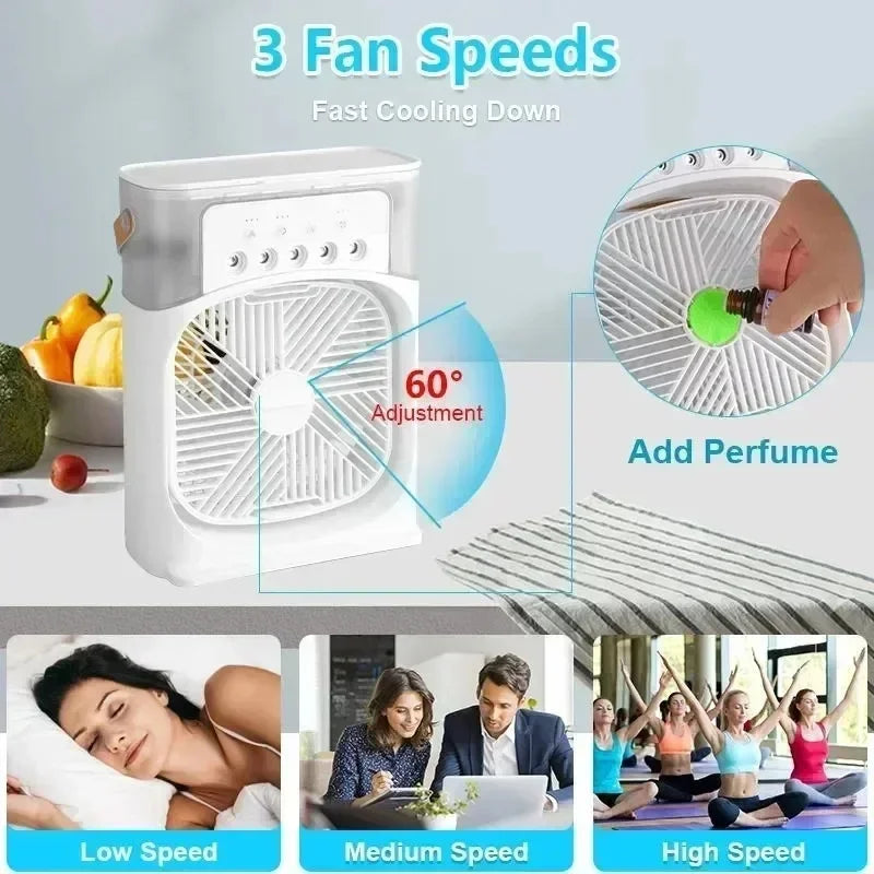 Desk Fan Night Light Rechargeable Portable Electric Desktop 5 Holes
