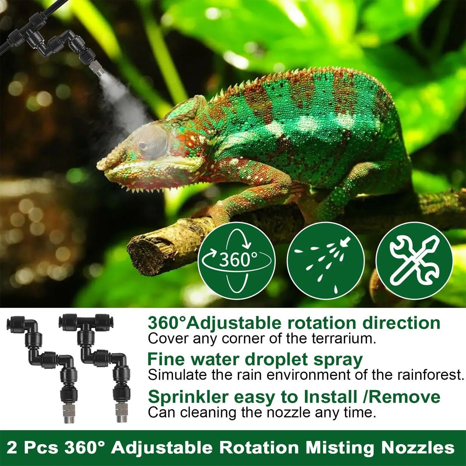 Reptile Humidifier Automatic Mister Tank Timer Portable Fogger 360