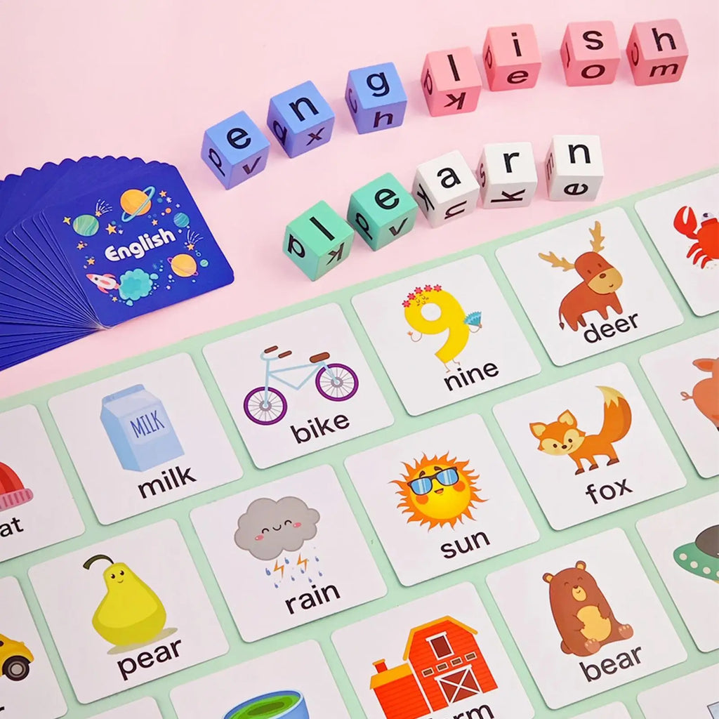 Word Games Kids Wooden Preschool Activities Literacy Flash Cards Ages Zpaxo