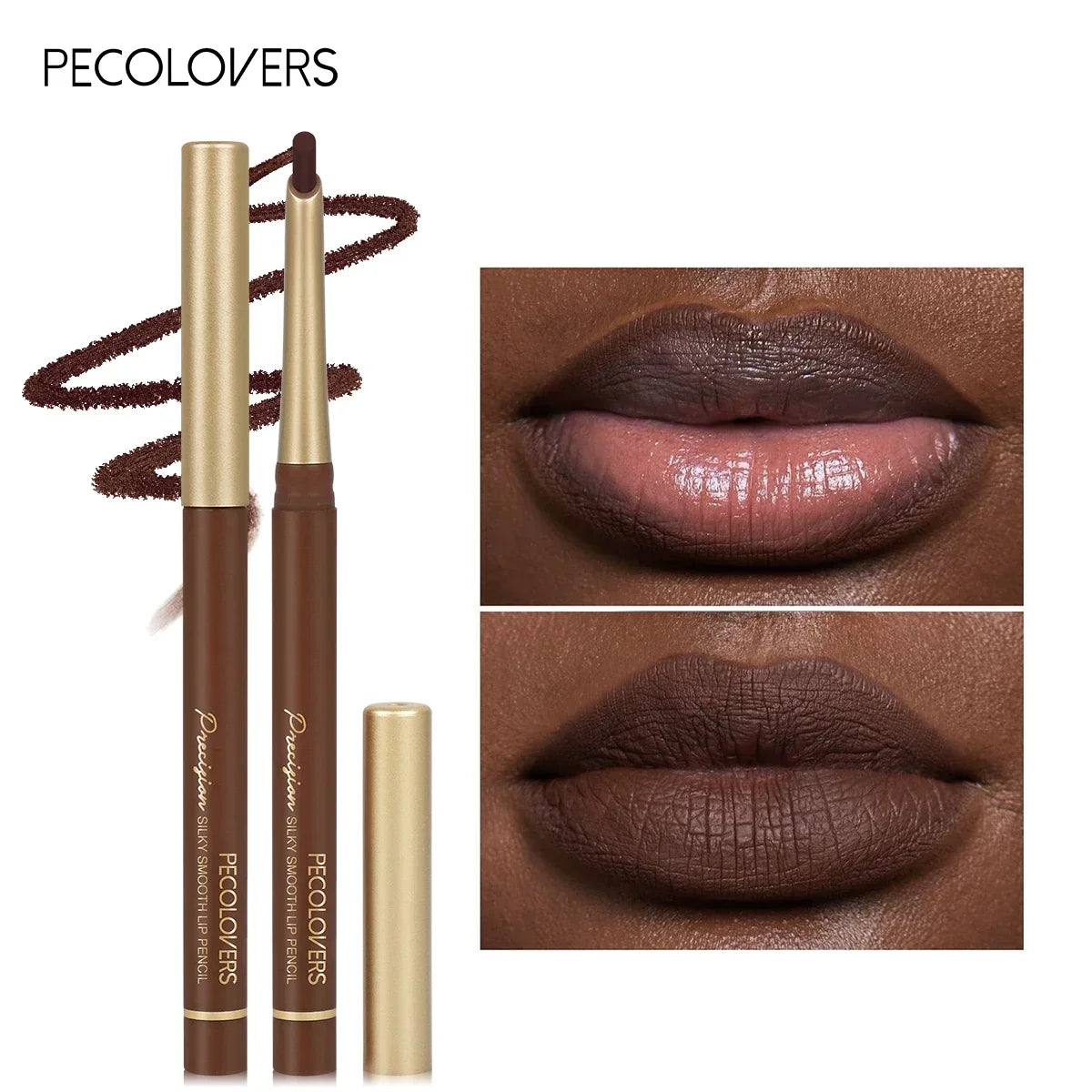 Long-Lasting VelvetLip Liner Pencil Matte Water-resistant Ultra-Fine Smooth for All Skin Tones Brown Mixed Color Zpaxo