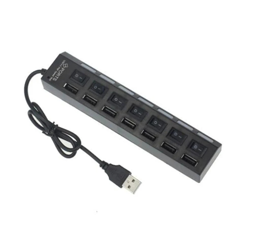 USB HUB 7 Ports Multiple Expander OFF Switch Port Multi Splitter Zpaxo