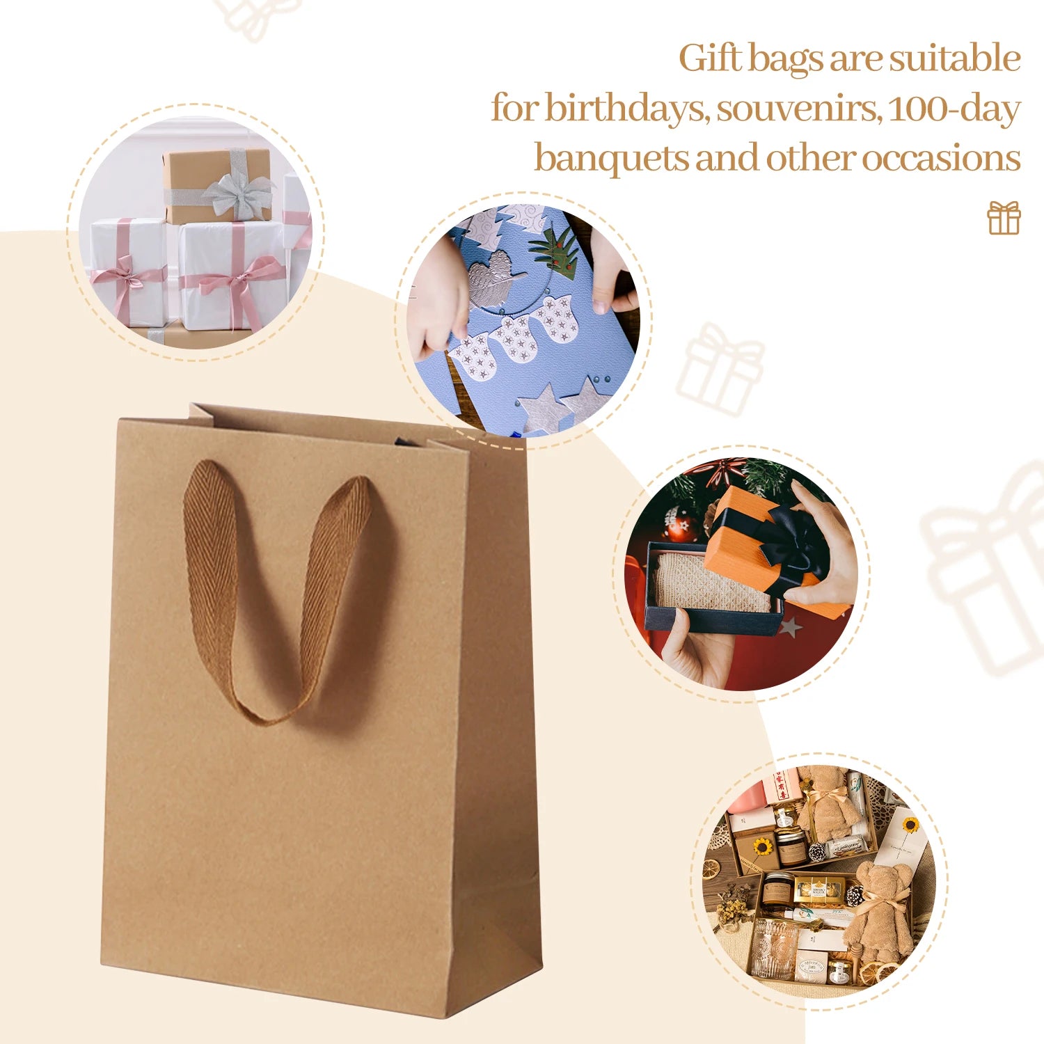 Kraft Paper Gift Bags 10/20pcs – Holiday, Party & Occasions