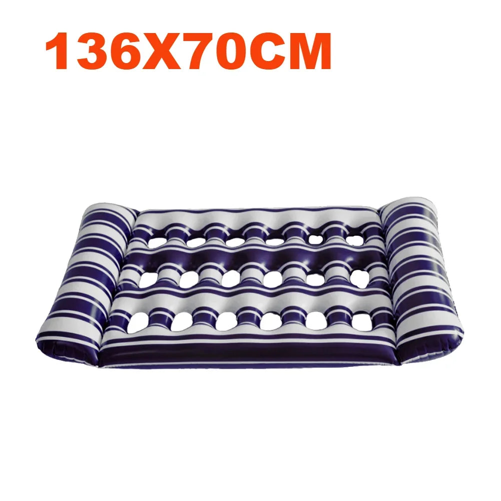 Inflatable Floating Bed with Headrest PVC Floating Lounger Pool Air Mattress for Swimming Pool Beach Adult Water Sleeping Bed Zpaxo 136X70CM A