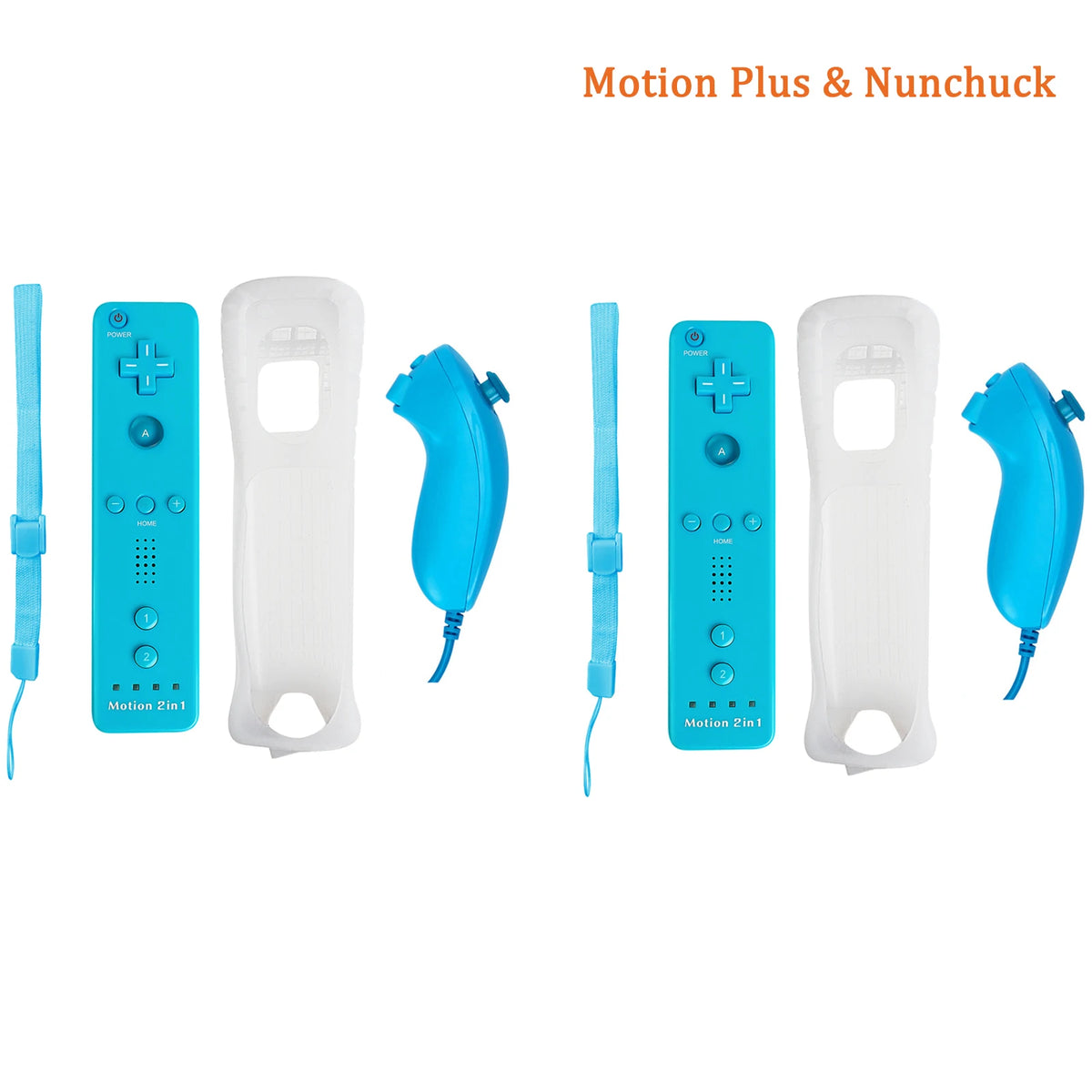 2 In 1 Family Gaming Accessories Wireless Remote Gamepad Silicone Case Included For Nintendo Wii/Wii U Optional Motion Plus Tool Zpaxo 2 Blue nunchuck