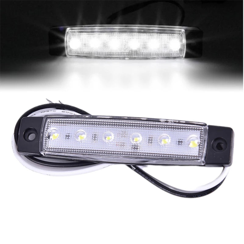 CM 12V 6LEDS Lorry Side Marker Indicator Low Led Trailer Light Rear Zpaxo White