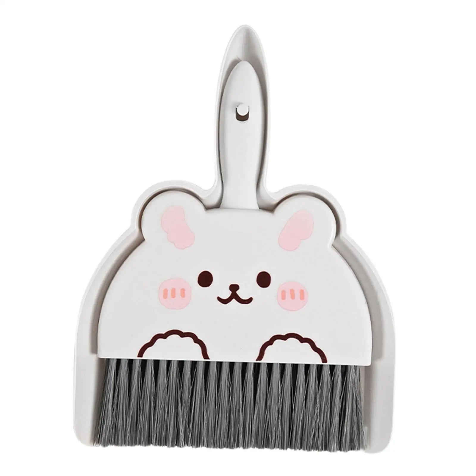Mini Dustpan & Hand Broom Set – Portable Snap-On Design Dustpan & Brush Set Zpaxo white bunny