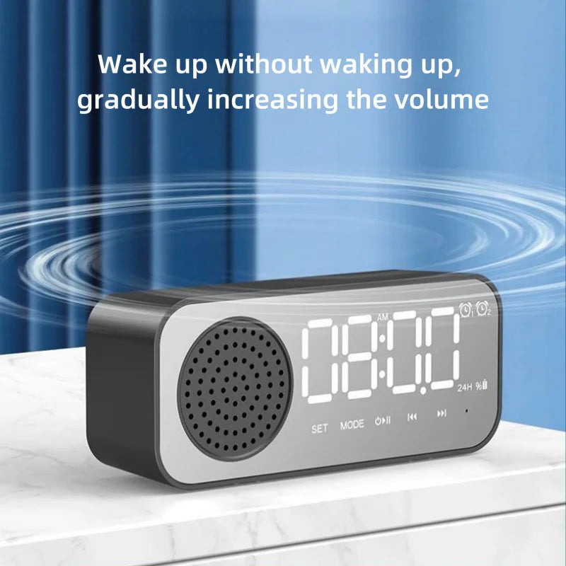 Bluetooth Wireless Audio Office Alarm Clock Mini LED Mirror Digital