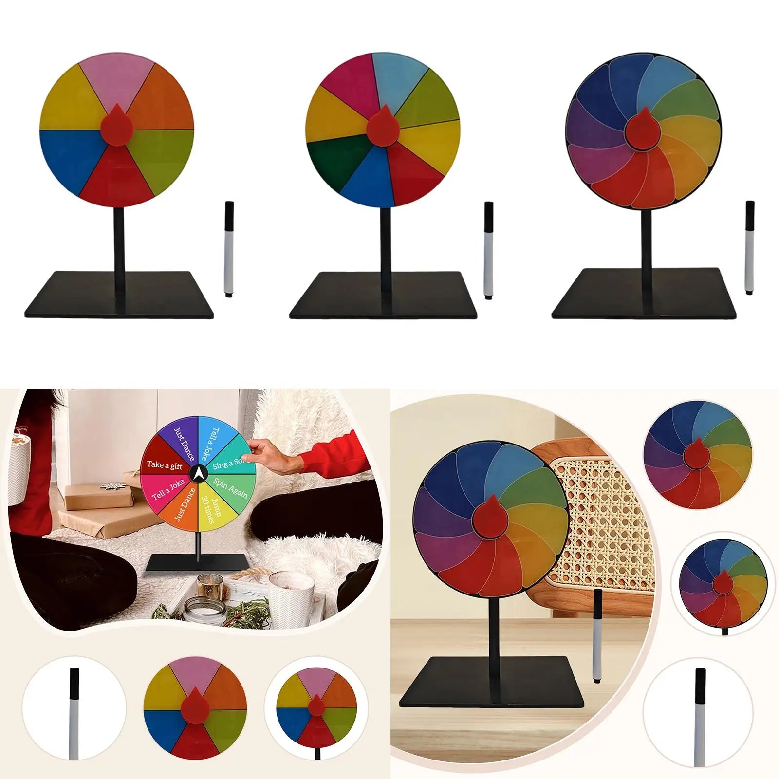 Table Prize Turntable Easy Assembly Stable Base Roulette Wheel for Interactive Learning Game Carnival Party Tradeshow Pub Zpaxo