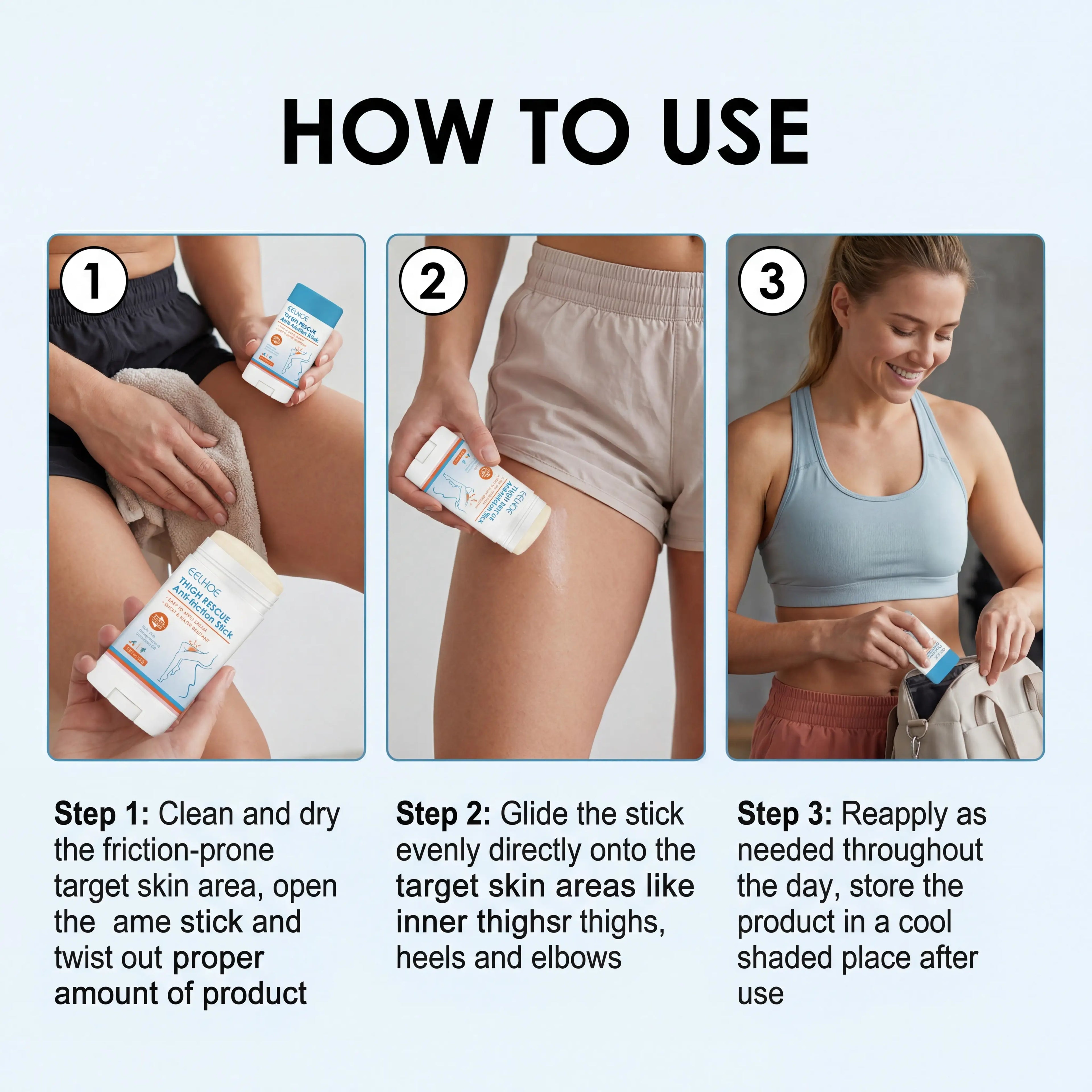 1/2/3/4/5 Pcs Anti Chafing Stick Flaky Thigh Skin Care Stabilizing Restoring Soothing Redness Long Lasting Moisturization Balm Zpaxo