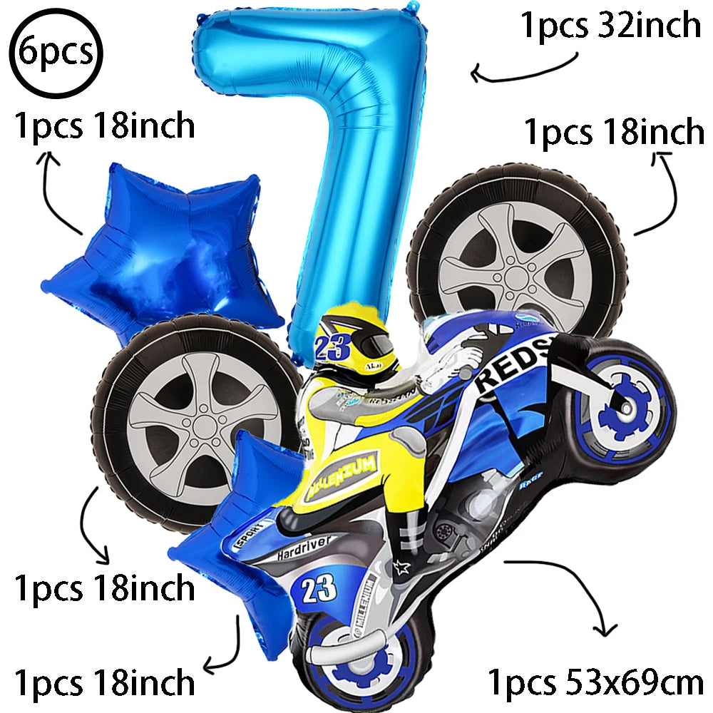 Large Motorcycle Foil Balloons Racing Car Balloon Boy Birthday Party Zpaxo 6pcs set7 Other