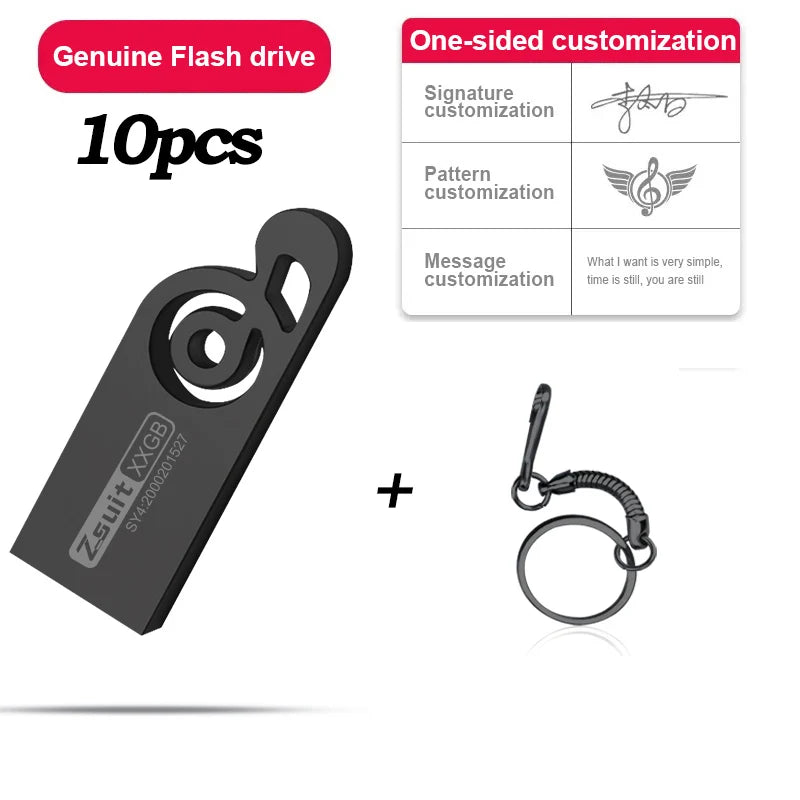 ZSUIT YF 10Pcs Metal Memorias USB Stick Original 128G Pendrive 64G Flash Drives Pen Drives 32GB USB Flash Drive U Disk Free Logo Zpaxo 8 GB black