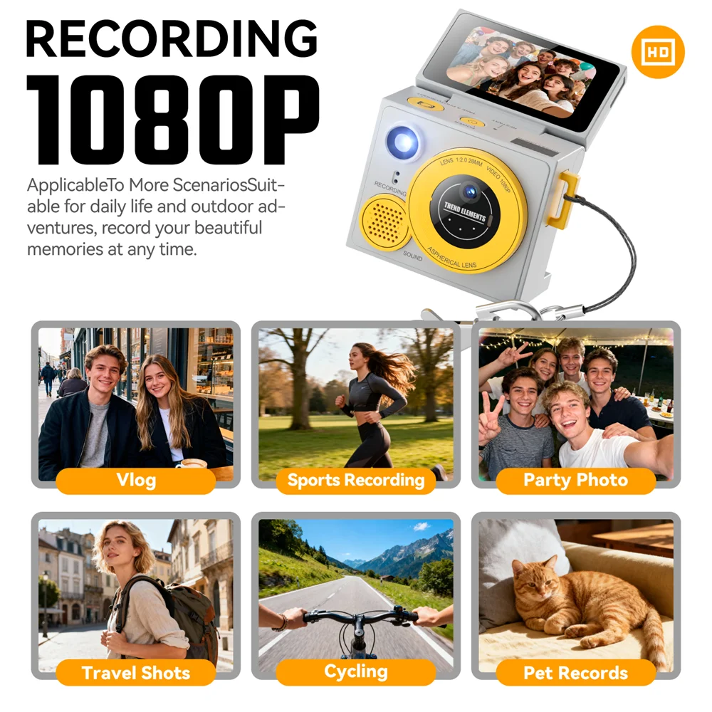 G13 Digital Camera 180° Flip Screen Selfile Keychain Camera Retro Support Memory Card HD Very Small Camcorder Video Recorder New Zpaxo
