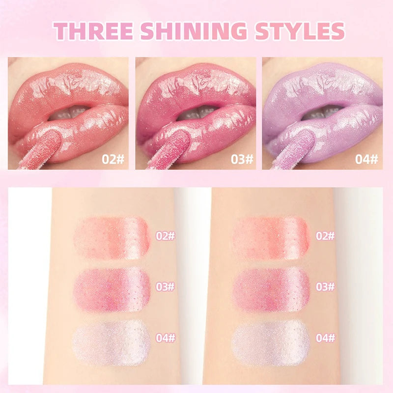 3 Color Mirror Fine Flash Liquid Lipstick Makeup Pearlescent Color Shiny Lip Gloss Long Lasting Lip Oil Lip Tint Gifts for Woman Zpaxo