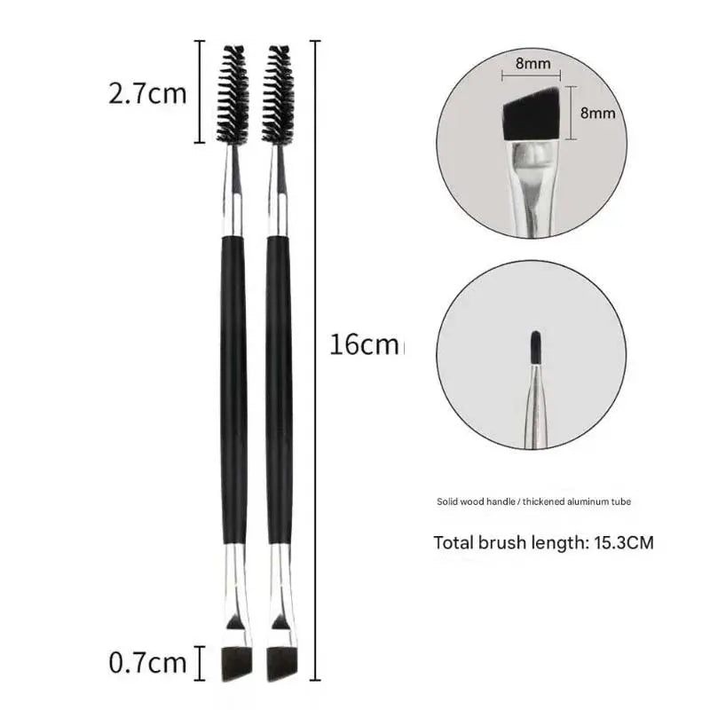 2-in-1 Double-Ended Eyebrow Brush & Eyelash Comb, Professional Contouring Eye Liner Makeup Brushes Eye Blending Cosmetic Brushes Zpaxo Black 2Pcs