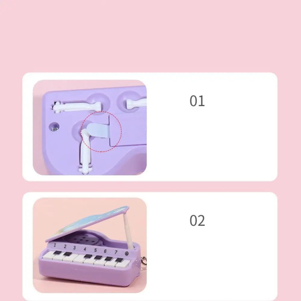 Solid Color Mini Electronic Piano Keychain Bear Rabbit Mini Piano Key Pendant Animals Audible Musical Instrument Piano Keyring Zpaxo