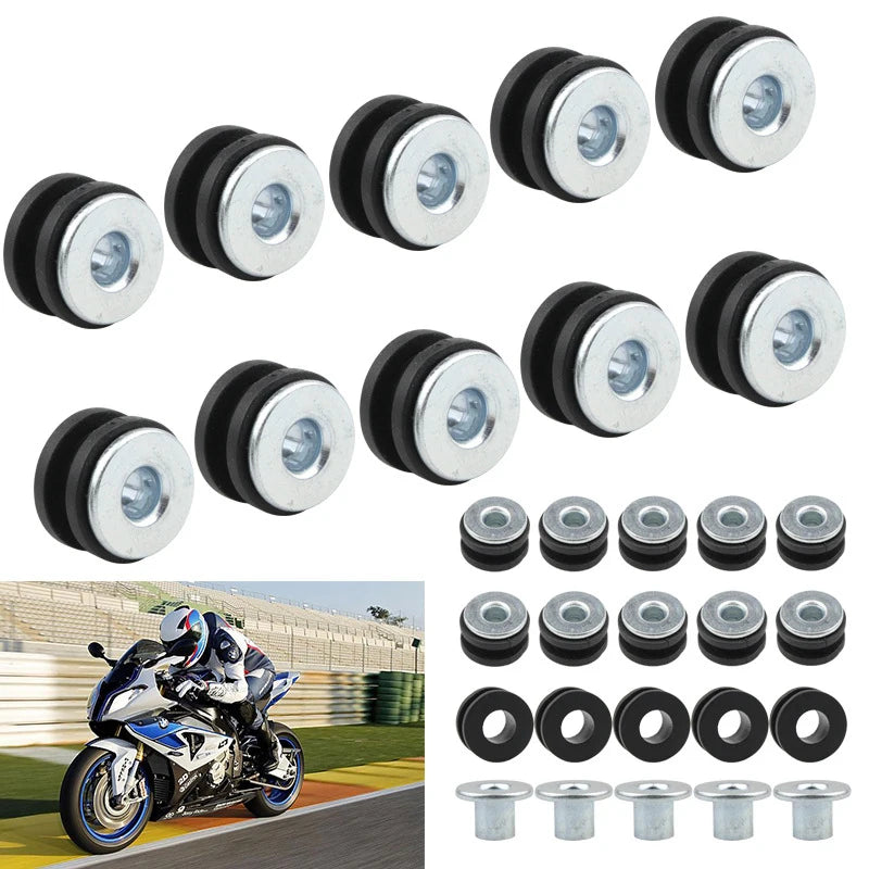 Motorcycle Rubber Grommet Bolt Kit – 5 Sets | Fairing Cushion