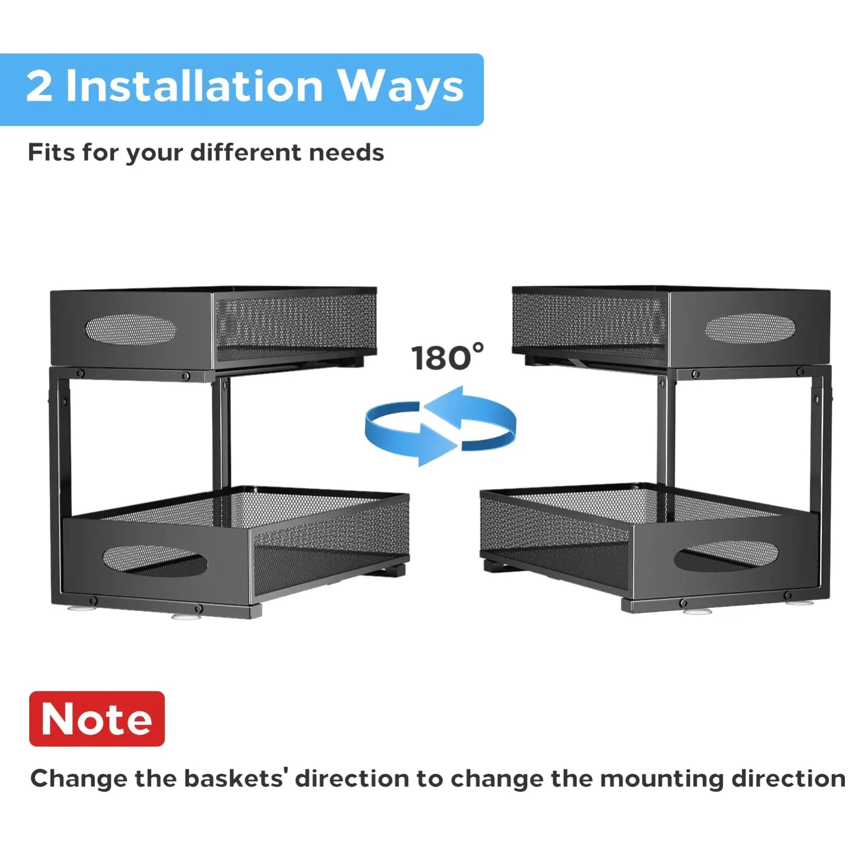 Under Sink Organizers and Storage, Adjustable 2 Tier Metal Pull out Cabinet Organizer for Bathroom, Kitchen, Pantry Zpaxo
