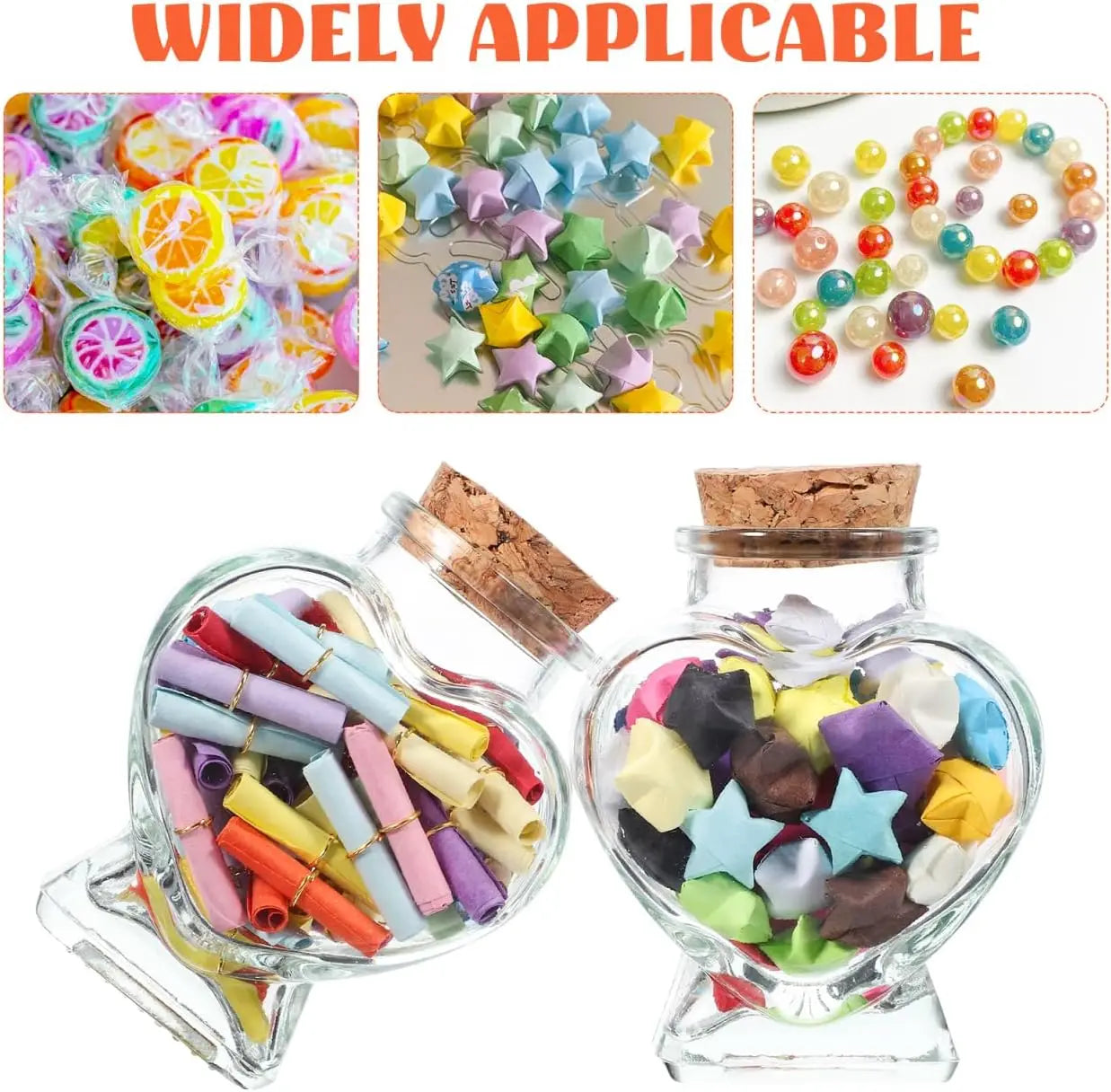 1PC Empty Mini Glass Heart Shape Jars with Cork Stoppers Decorative Glass Bottles for DIY Art Crafts Decoration Party Supplies Zpaxo